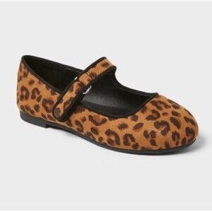 Cat & Jack Toddler Girl's Addy Leopard Print Ballet Flats Size 6 New
